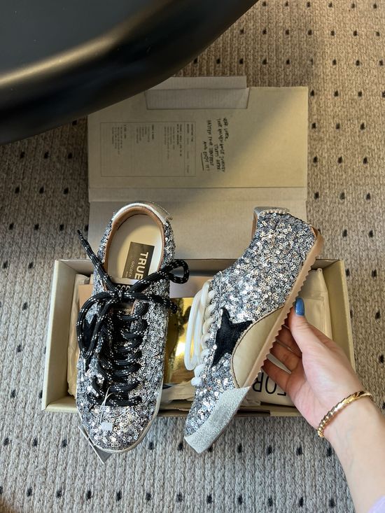 Golden Goose Sequin Silver Casual Comfortable Fashion Versatile Walking Sneakers