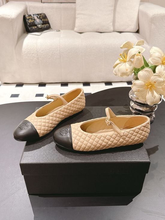 Chanel Genuine Leather Mary Jane Flats Elegant Stylish Daily Shoes