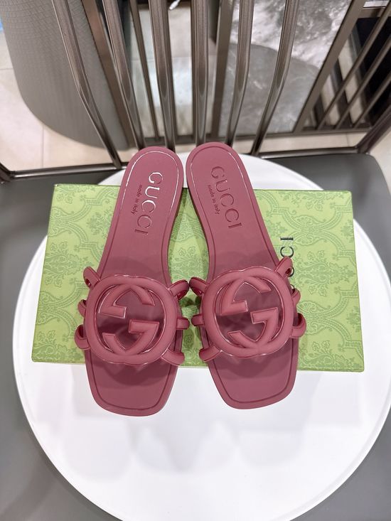 Gucci Shiny TPU Classic Design Beach Jelly Shoes