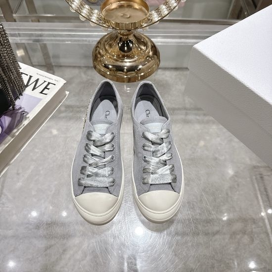 Christian Dior CD Satin White Casual Sneakers with Metal Logo Accents