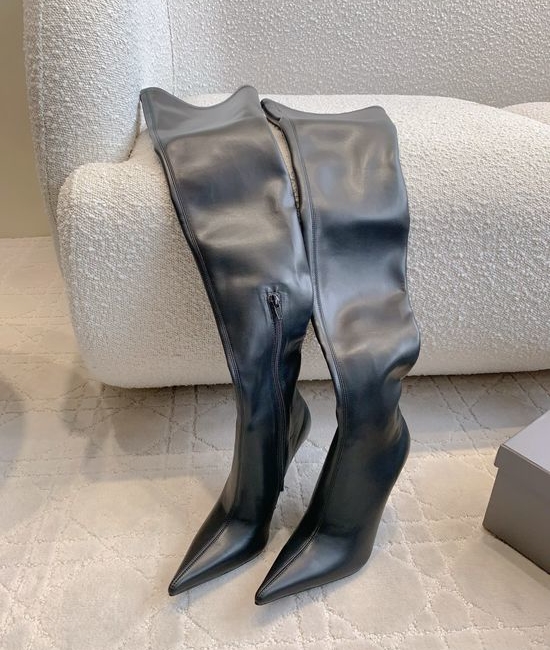 Balenciaga Pointed Toe Over The Knee Heel Boots Stretchy Upper