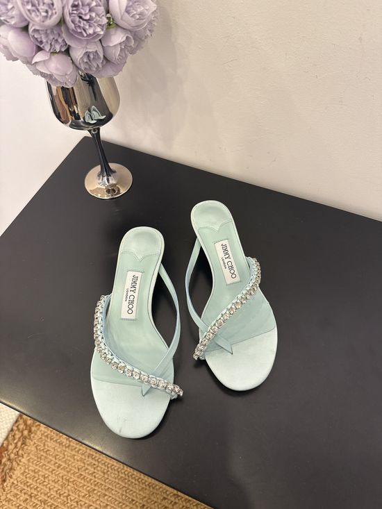 Jimmy Choo Elegant Pointed Toe Lambskin Flats Non-slip Leather Sole