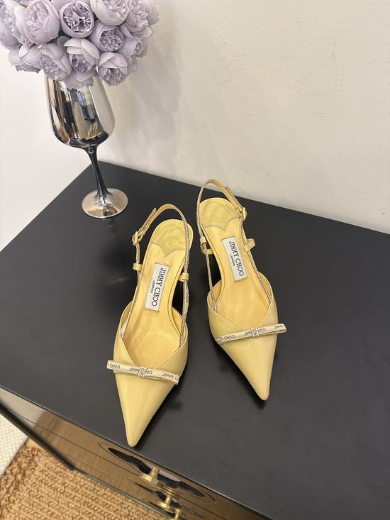 Jimmy Choo Elegant Pointed Toe Lambskin Flats Non-slip Leather Sole