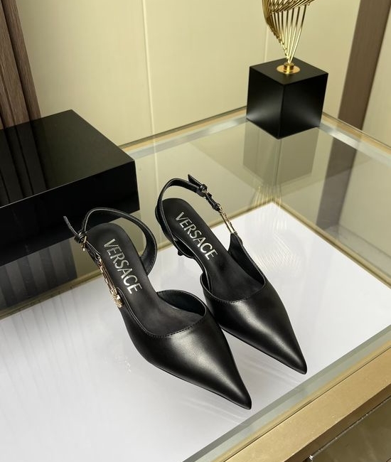Versace Cowhide Low Heel Slingback Dress Sandals