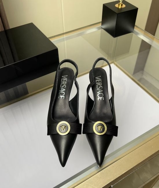 Versace Cowhide Low Heel Slingback Dress Sandals
