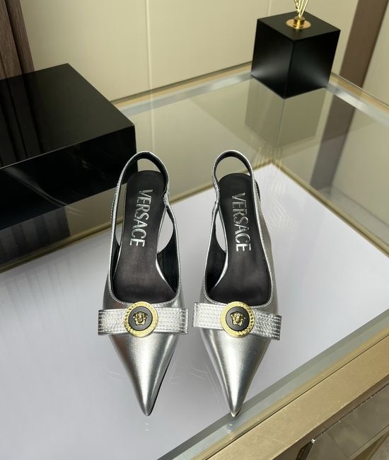 Versace Cowhide Low Heel Slingback Dress Sandals