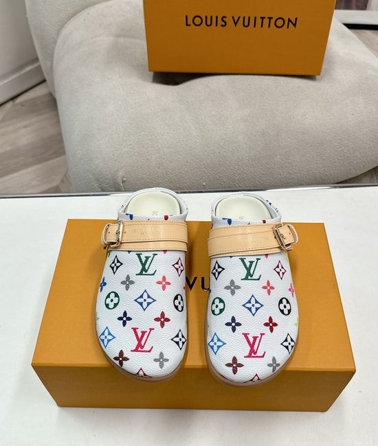Louis Vuitton LV Canvas Slip On Clogs Comfortable Casual Walking Shoes