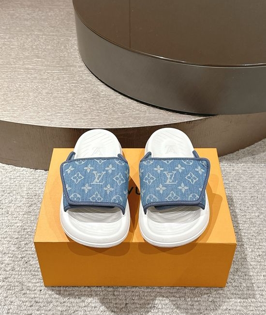 Louis Vuitton LV Platform Slides Monogram Pattern Leather Non-Slip Comfortable Slippers