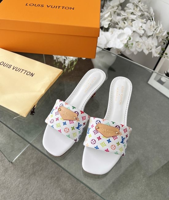 Louis Vuitton LV Graffiti Print Leather Slippers Soft Lining Non-slip Sole