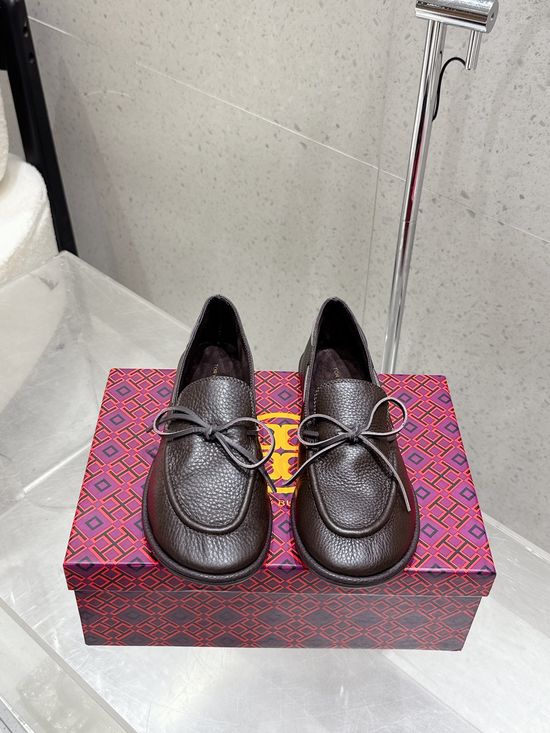 Burberry Bow Decor Loafers Soft Leather Flat Comfortable Daily Shoes