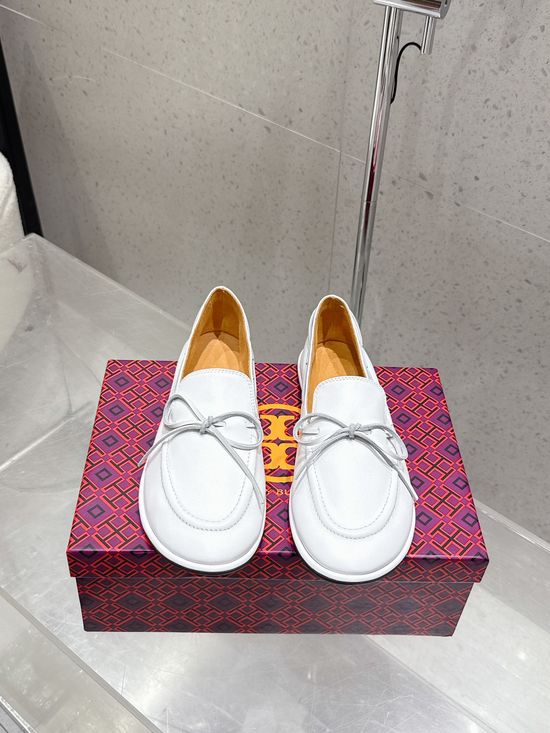 Burberry Bow Decor Loafers Soft Leather Flat Comfortable Daily Shoes