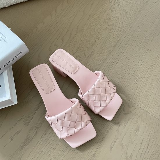 Bottega Veneta BV Woven Square Toe Leather High Heel Shoes