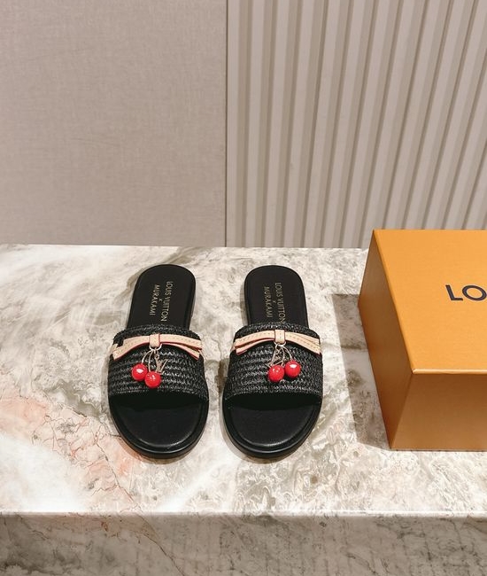 Louis Vuitton LV Printed Leather Comfortable Casual Flat Slides