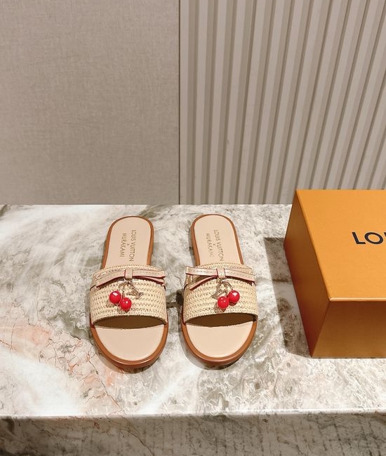 Louis Vuitton LV Printed Leather Comfortable Casual Flat Slides