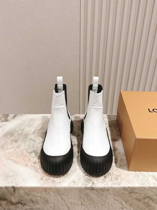 Louis Vuitton Patent Leather Platform Ankle Boots with Soft Lining