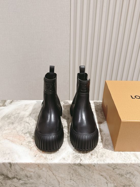 Louis Vuitton Patent Leather Platform Ankle Boots with Soft Lining