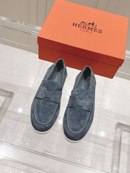 Hermes Classic H Design Loafers Casual Urban Style Leather Shoes