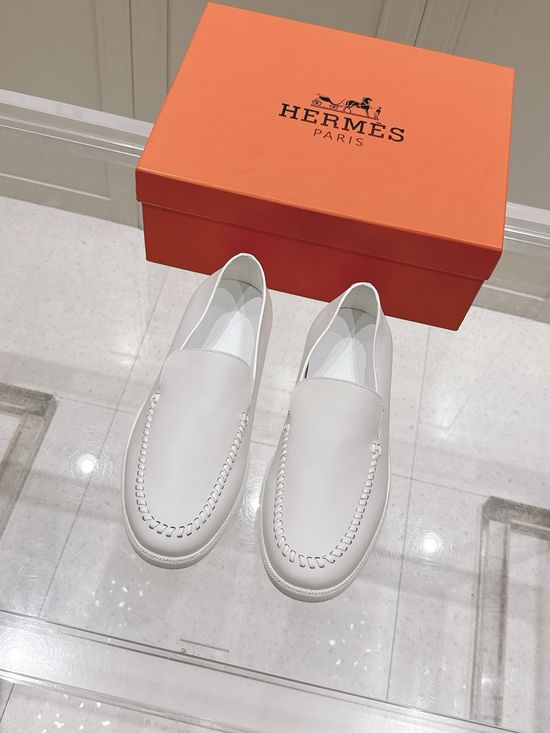 Hermes Woven Detail Suede Loafers Casual Comfortable Footwear