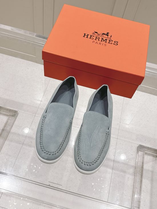 Hermes Woven Detail Suede Loafers Casual Comfortable Footwear