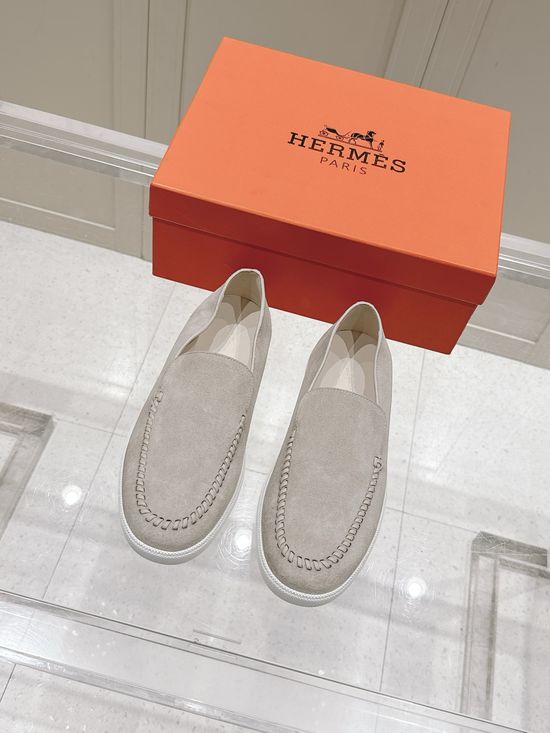Hermes Woven Detail Suede Loafers Casual Comfortable Footwear