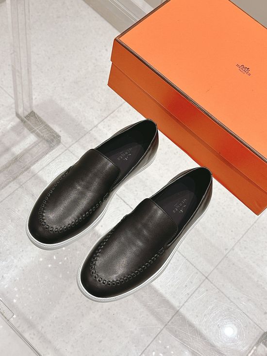 Hermes Woven Detail Suede Loafers Casual Comfortable Footwear
