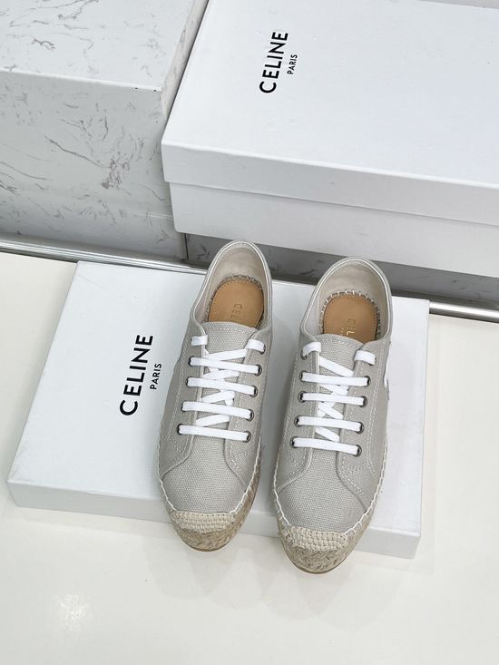 Celine Classic Slip On Espadrilles With Embossed Logo Comfortable Sole