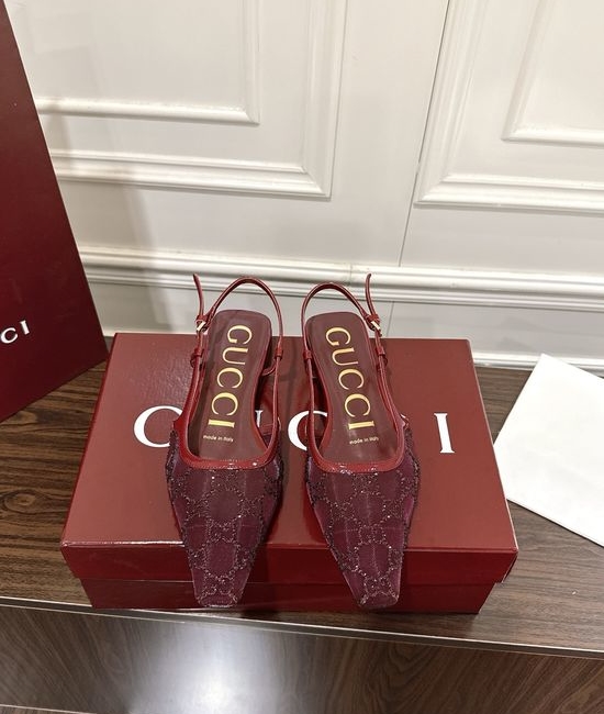 Gucci Rhinestone Mesh Flat Sandals with Buckle Closure