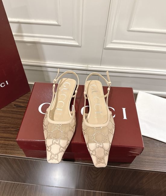 Gucci Rhinestone Mesh Flat Sandals with Buckle Closure