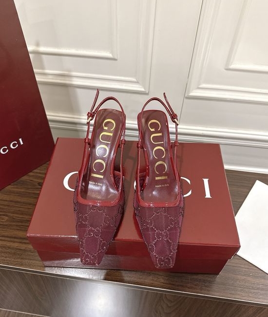 Gucci Rhinestone Mesh Stiletto Sandals with Buckle Closure