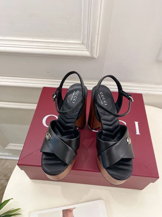 Gucci Double G Buckle Strap Platform High Heel Sandals
