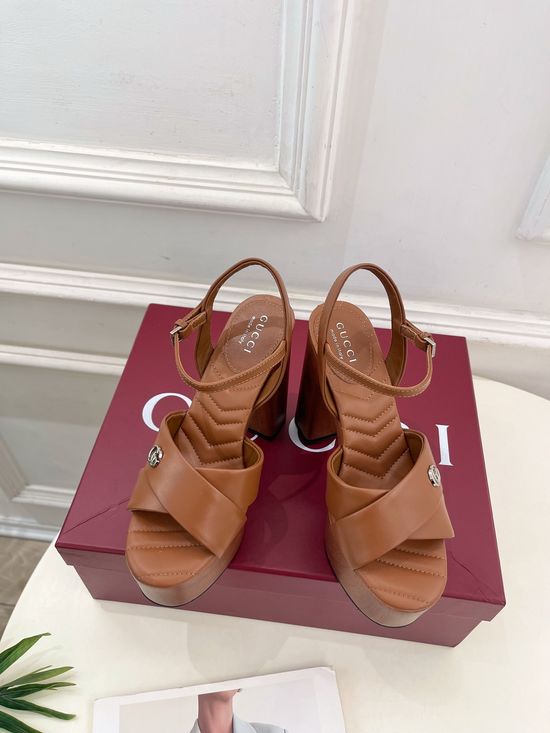 Gucci Double G Buckle Strap Platform High Heel Sandals
