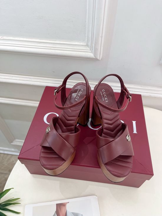 Gucci Double G Buckle Strap Platform High Heel Sandals