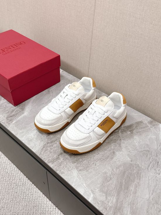 Valentino Stitched Leather Casual Sneakers Breathable Lining Comfortable Flexible Sole