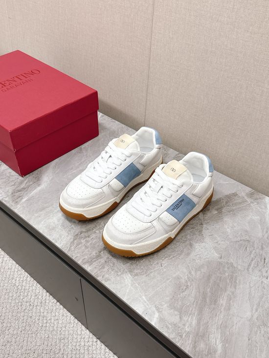 Valentino Stitched Leather Casual Sneakers Breathable Lining Comfortable Flexible Sole