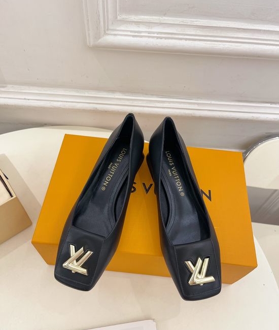 Louis Vuitton LV Square Toe Low Heel Pumps Genuine Leather Outsole Durable