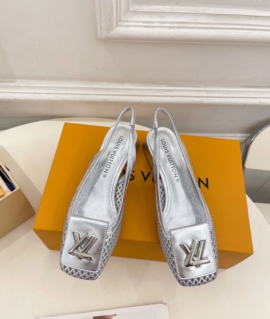 Louis Vuitton LV V-cut Block Heel Slingback Sandals Soft Lining Non-slip Sole