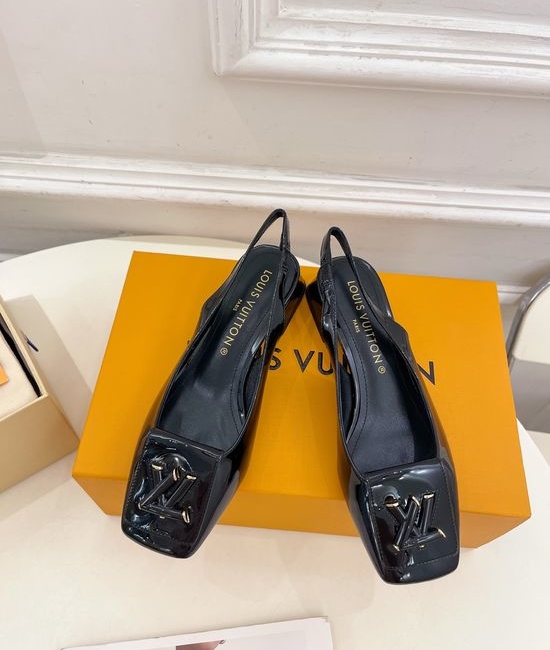 Louis Vuitton LV Square Low Heel Slingback Sandals Premium Leather Upper