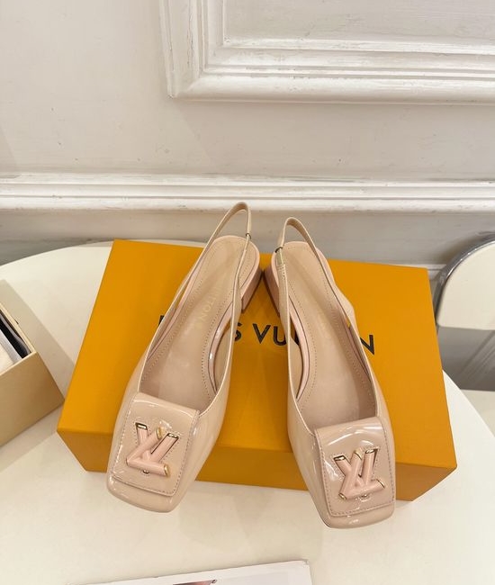 Louis Vuitton LV Square Low Heel Slingback Sandals Premium Leather Upper