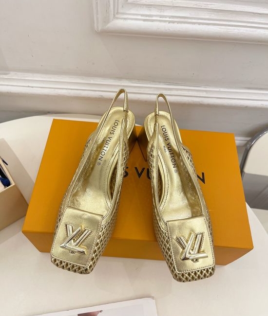 Louis Vuitton LV V-cut Block Heel Slingback Sandals Soft Lining Non-slip Sole
