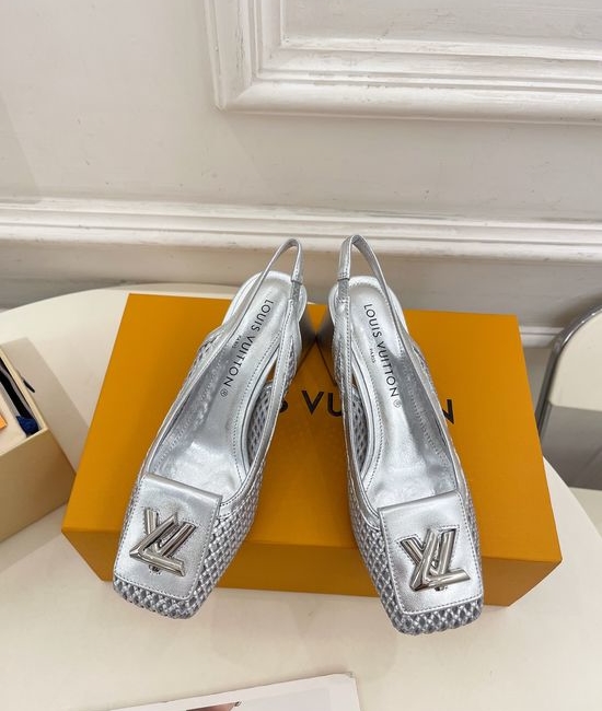 Louis Vuitton LV V-cut Block Heel Slingback Sandals Soft Lining Non-slip Sole