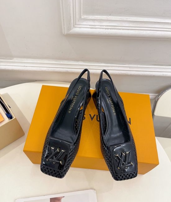 Louis Vuitton LV V-cut Block Heel Slingback Sandals Soft Lining Non-slip Sole
