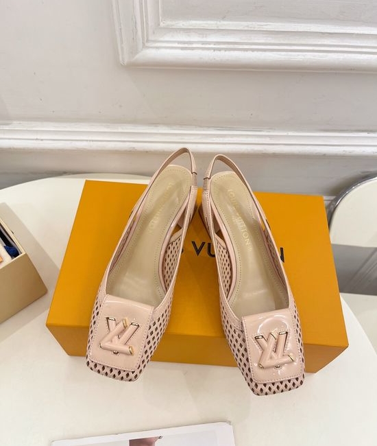 Louis Vuitton LV V-cut Block Heel Slingback Sandals Soft Lining Non-slip Sole