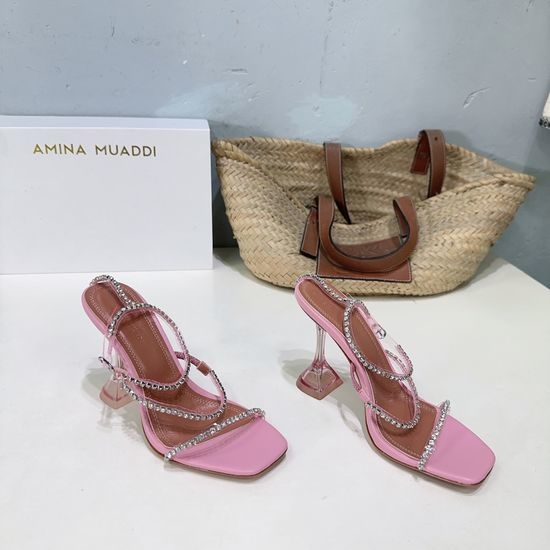 Ami Rhinestone Crystal Heel Slide Sandals Elegant Casual Shoes