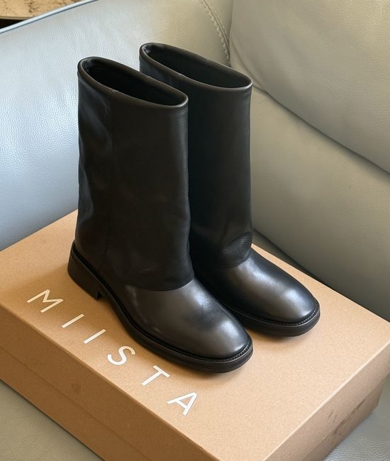 Miista Cowhide Leather Versatile Daily Wear Mid Calf Boots