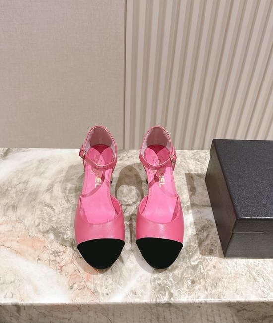 Chanel Pearl Accent Leather Mary Jane Comfort Heel Sandals