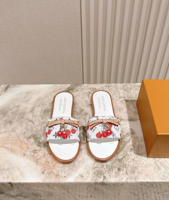 Louis Vuitton LV Printed Leather Comfortable Casual Flat Slides