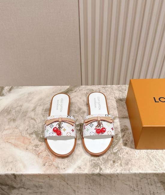 Louis Vuitton LV Printed Leather Comfortable Casual Flat Slides