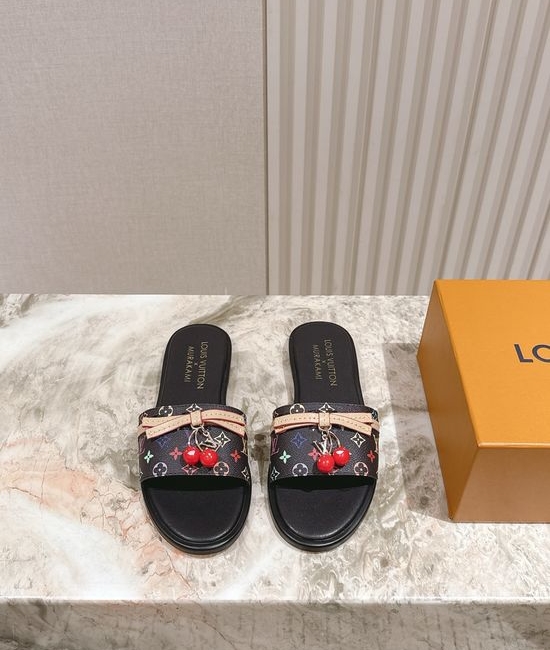Louis Vuitton LV Printed Leather Comfortable Casual Flat Slides