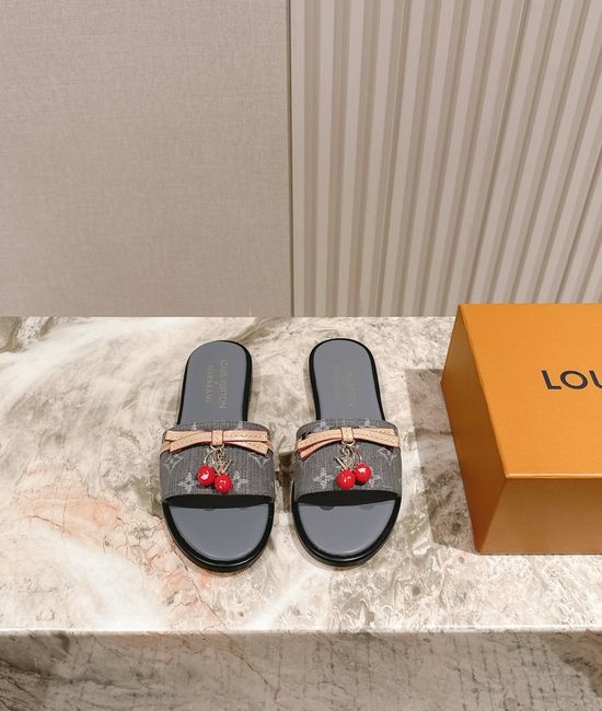 Louis Vuitton LV Printed Leather Comfortable Casual Flat Slides