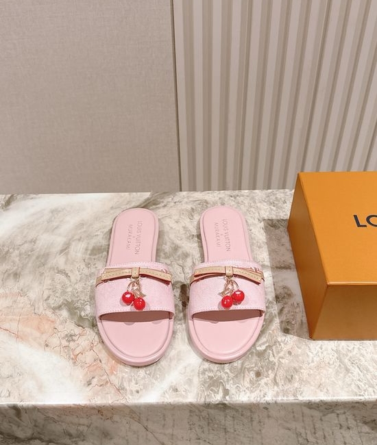 Louis Vuitton LV Printed Leather Comfortable Casual Flat Slides